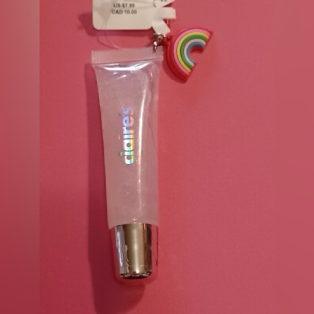 NWT Claire’s Strawberry Cream Flavored Lip Gloss with Rainbow Charm